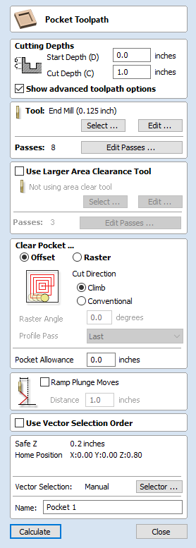 Pocketing Toolpath Form